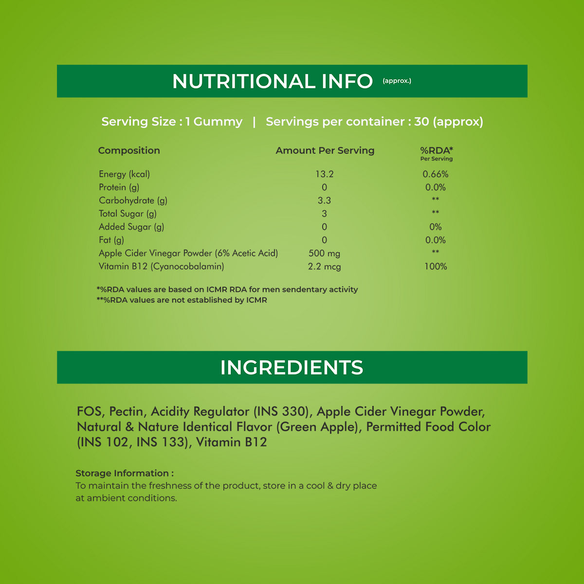 Nutritional Information of ACV Gummies