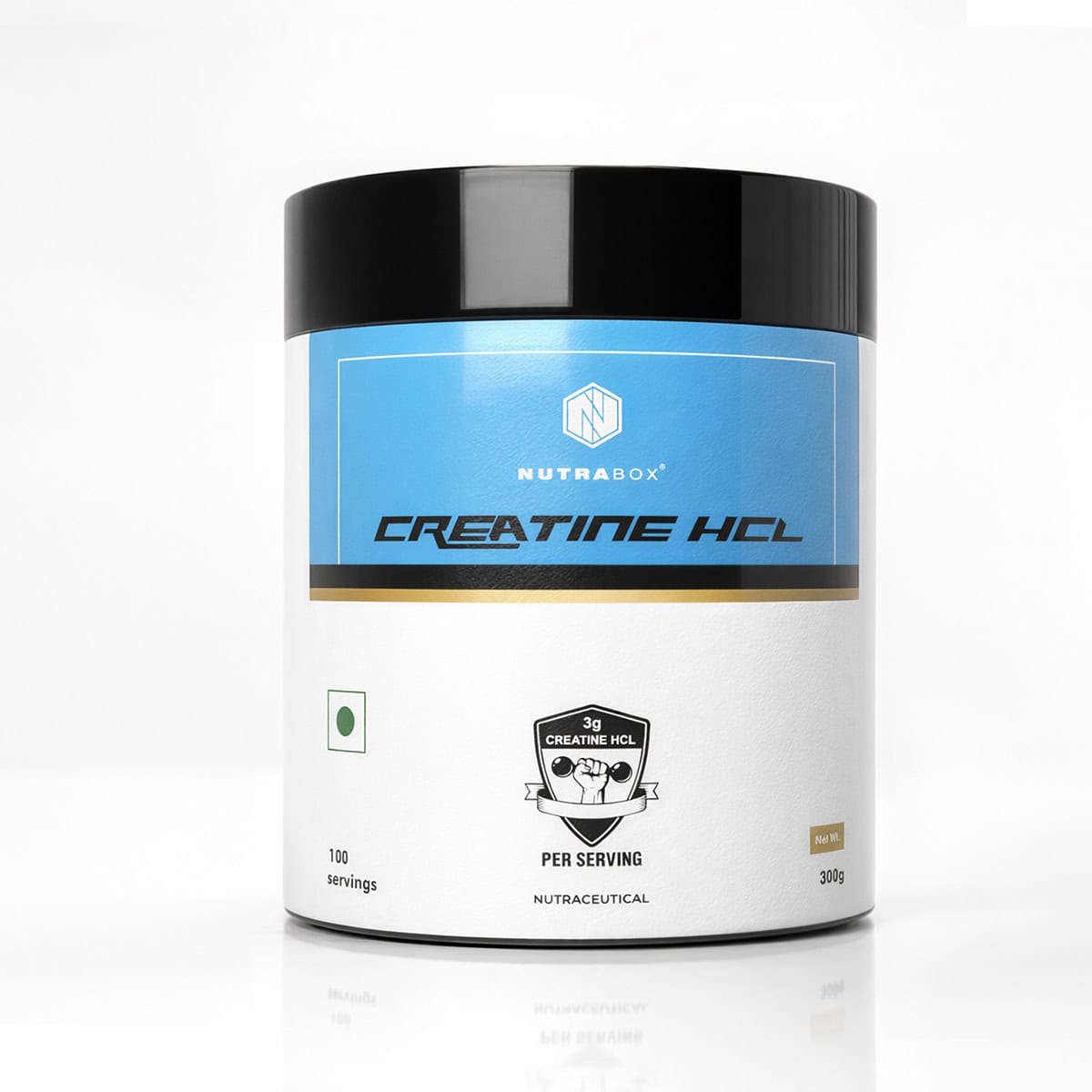 Nutrabox HCL supplement product displayed on product feature background