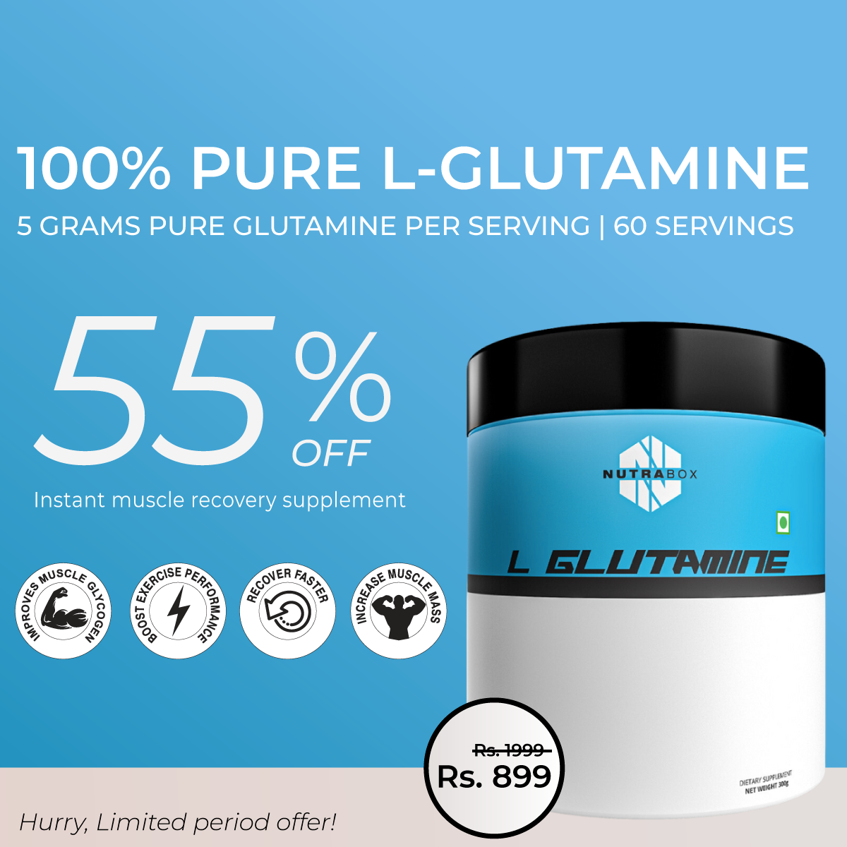 Nutrabox L-Glutamine (60 servings)