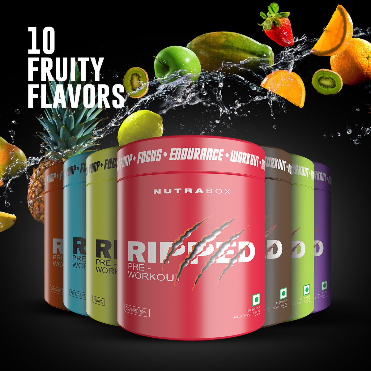 10 Fruity flavors of Ripped Preworkout