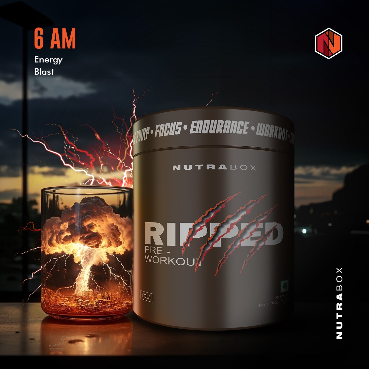 6AM Energy blast of Ripped Preworkout