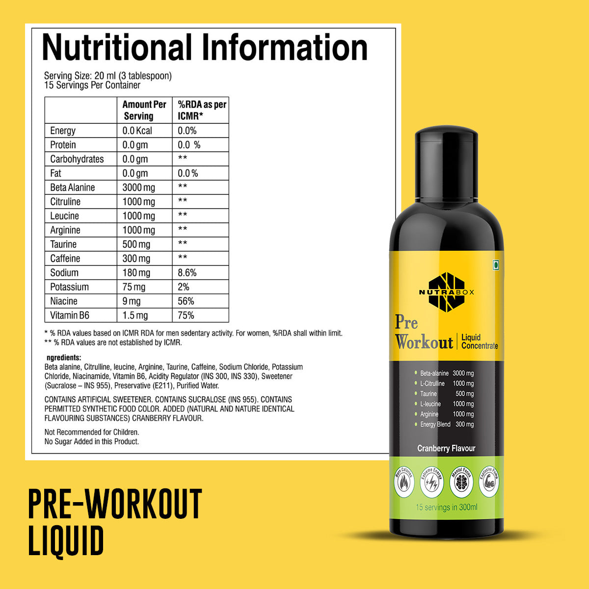 Nutritional Info of Preworkout Liquid