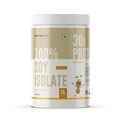 Nutrabox Soy Isolate protein powder Cafe Latte flavour 30g protein per serving vegan soy protein container