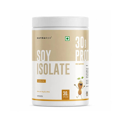 Nutrabox Soy Isolate protein powder Cafe Latte flavour 30g protein per serving vegan soy protein container