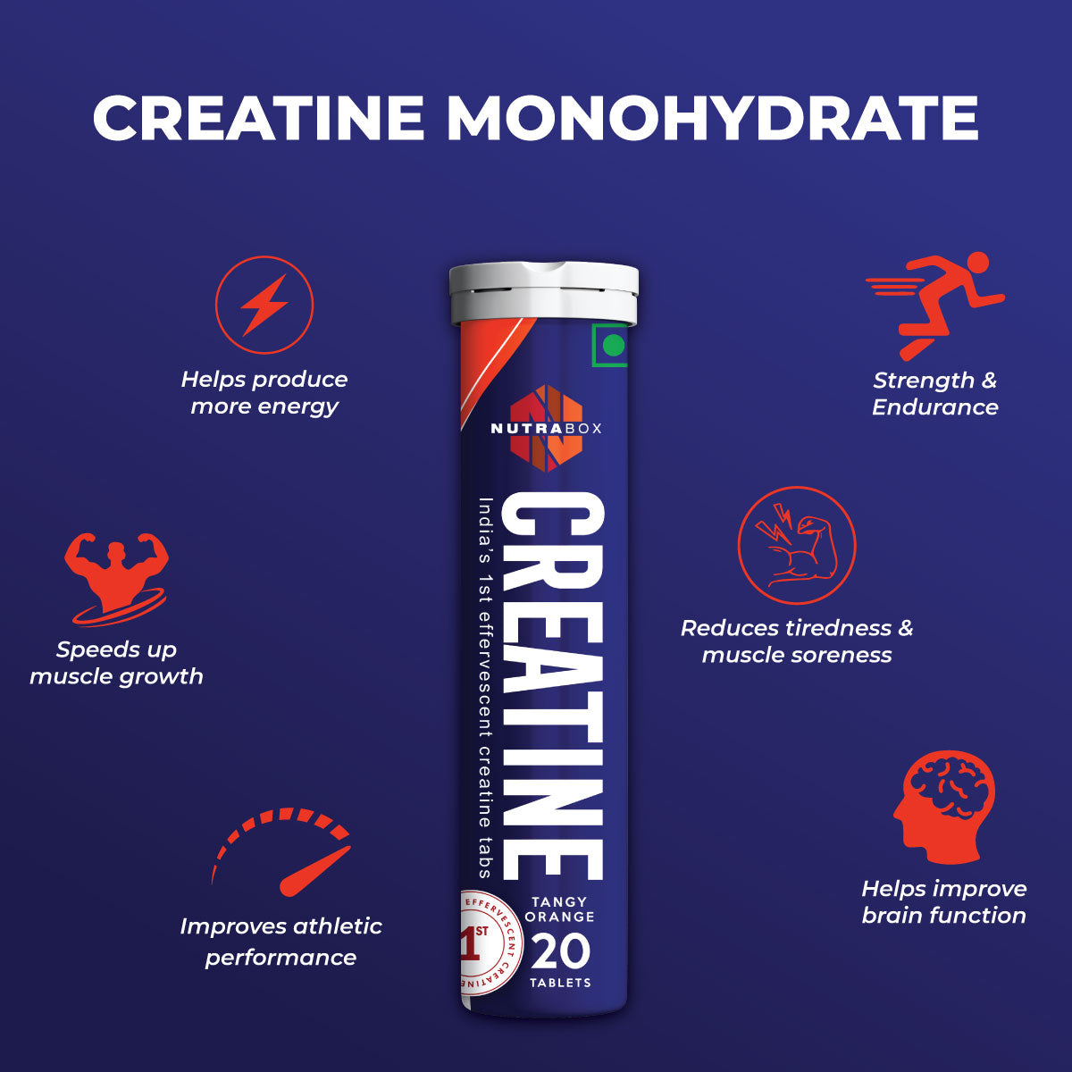 Creatine Effervescent Tabs - Buy 1 get 1 Free - Nutrabox India